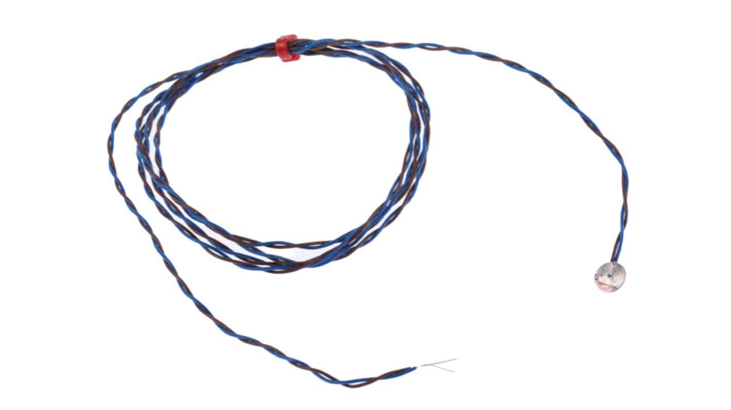 RS PRO Type K Copper Disc Thermocouple 1m Length, 6.35mm Diameter, 0°C → +200°C