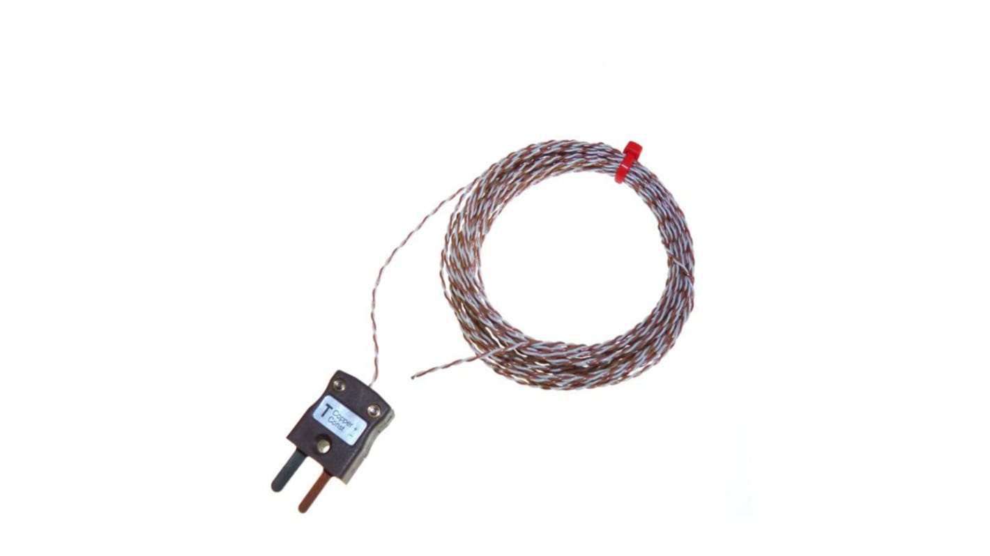 Termopar tipo T RS PRO, Ø sonda 1/0.2mm x 2m, temp. máx +250°C, cable de 2m, conexión , con conector miniatura