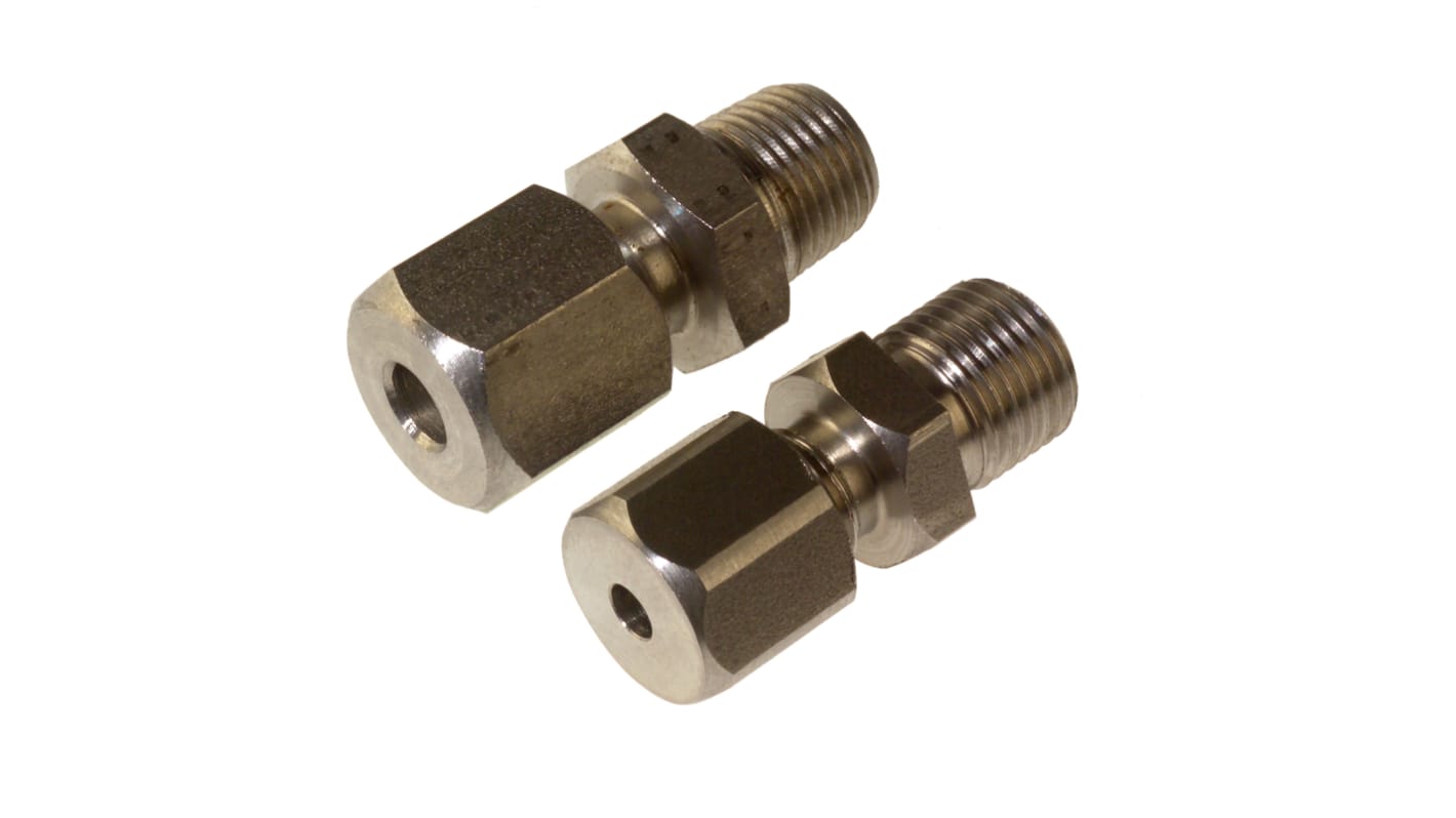 RS PRO, 1/8 BSPT Compression Fitting for Use with Thermocouple or PRT Probe, 1.5mm Probe