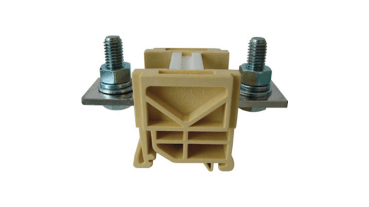 RS PRO Beige Feed Through Terminal Block, 150mm², 1-Level, Bolt Termination