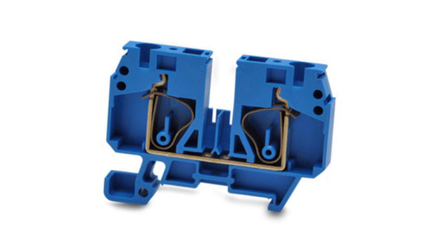 RS PRO Blue Feed Through Terminal Block, 6mm², 1-Level, Spring Termination