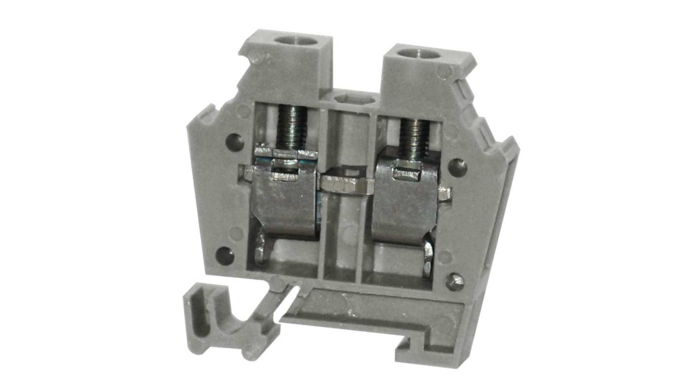 RS PRO Grey, 4mm², 1-Level, Cage Clamp Termination