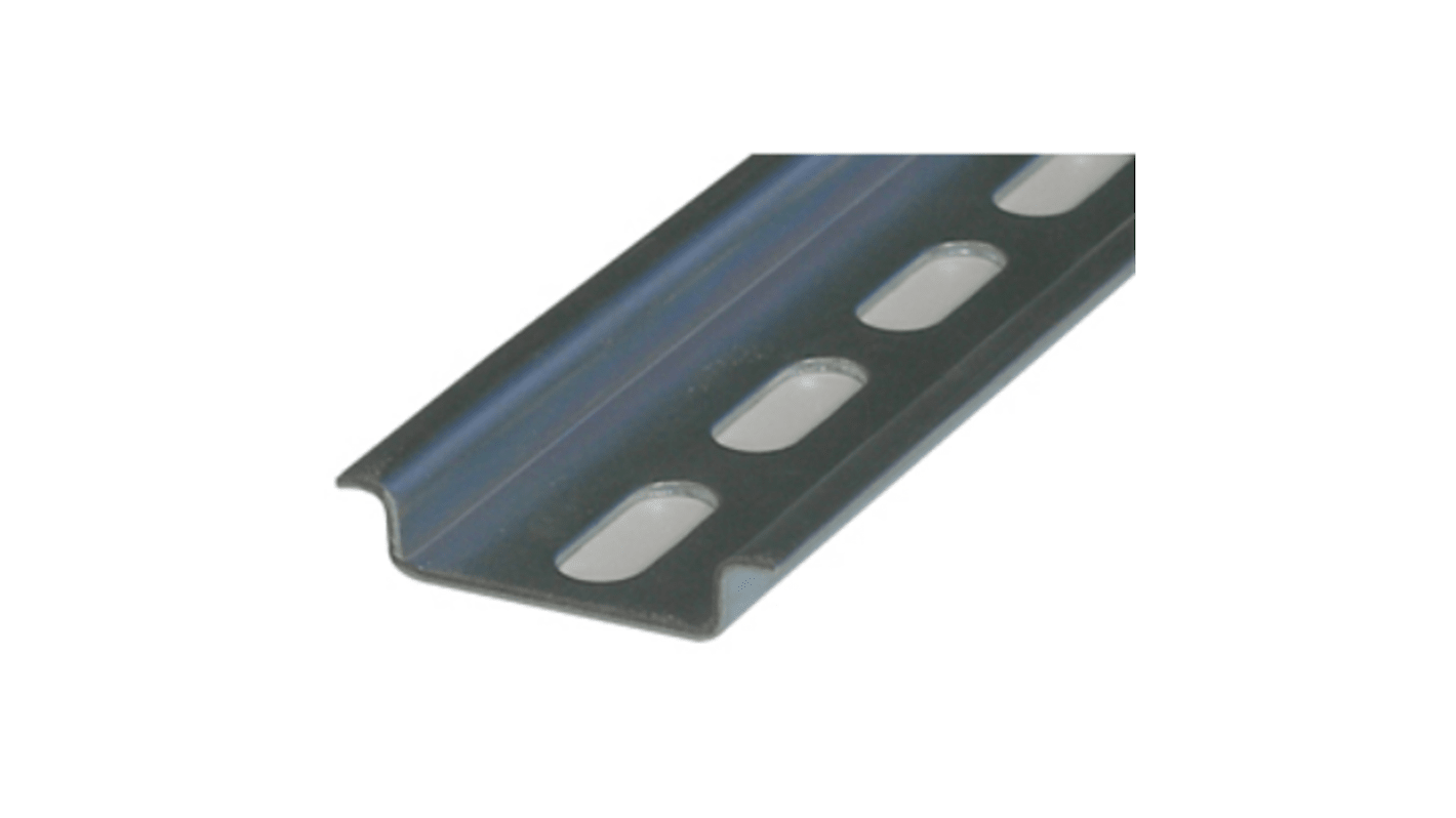 RS PRO Zinc Plated Steel Slotted DIN Rail, Terminal Block Compatible, 2000mm x 35mm x 8mm