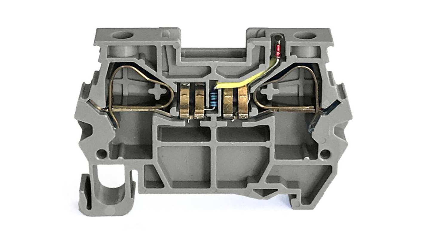 RS PRO Grey, 6mm², 1-Level, Spring Termination