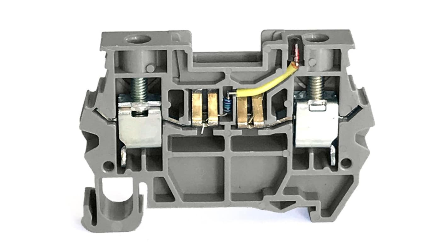RS PRO Grey, 6mm², 1-Level, Clamp Termination