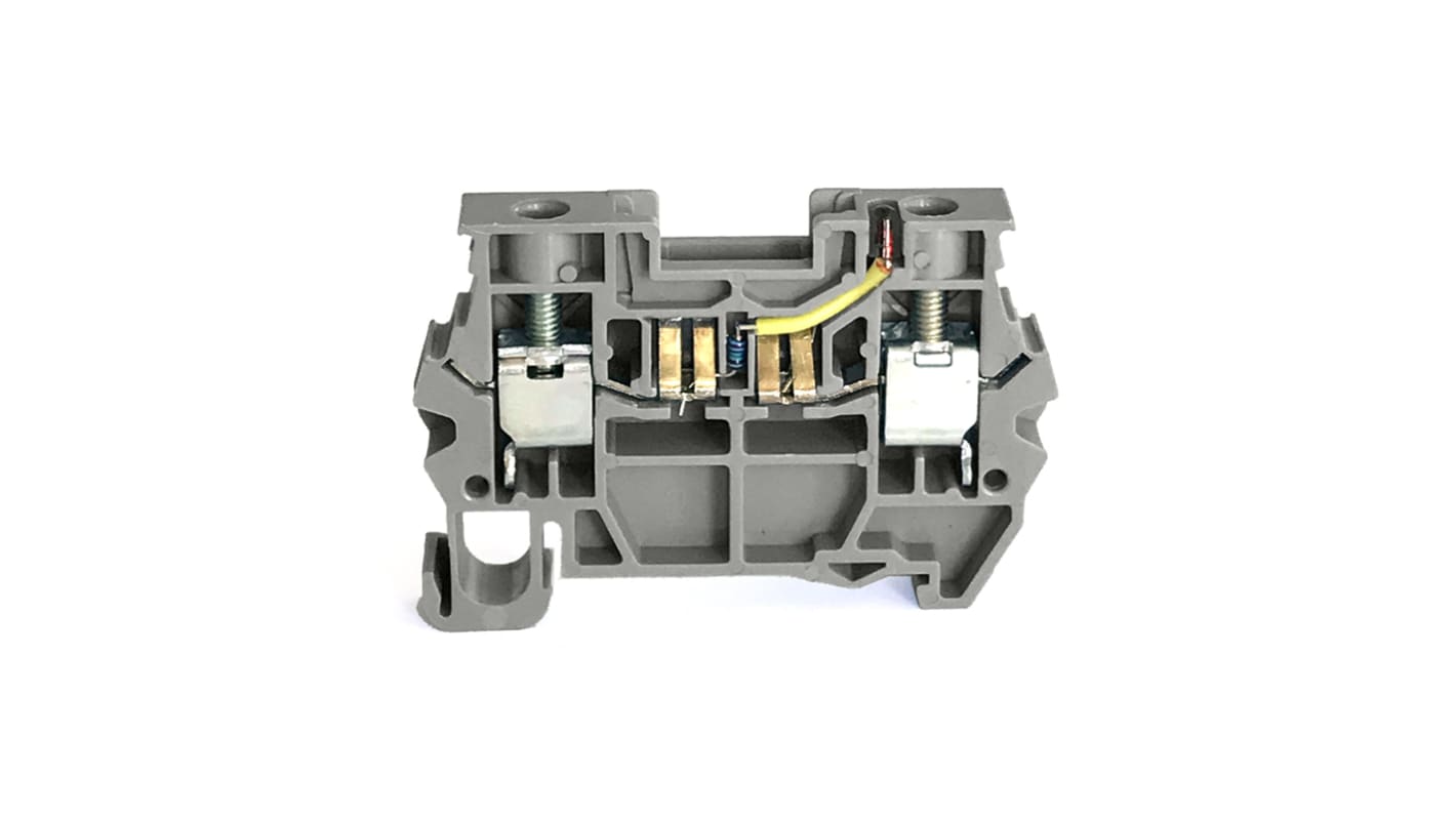 RS PRO Grey, 6mm², 1-Level, Clamp Termination