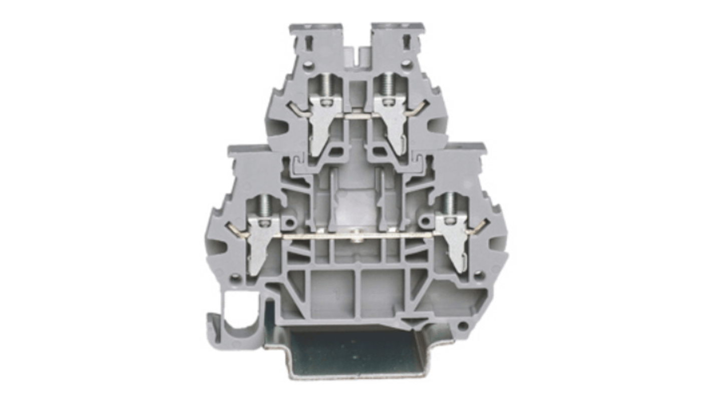 RS PRO Grey, 4mm², 2-Level, Clamp Termination