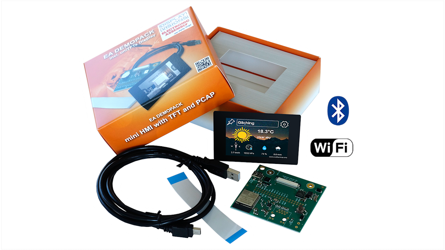 Display Visions EA DEMOPACK-WIFIBT, Display interface sæt I2C, RS232, SPI, USB Plus WIFI / Bluetooth Support, ESP32