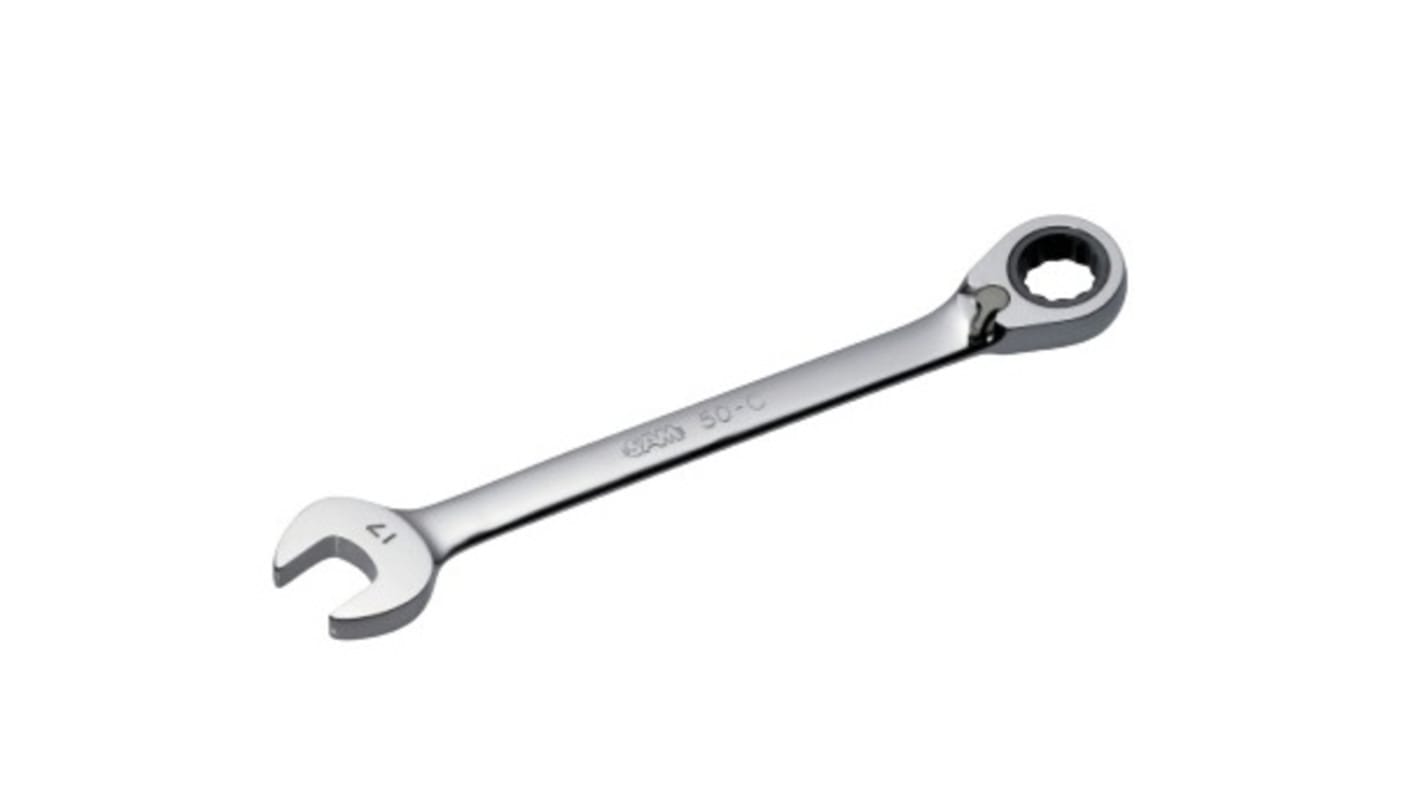Chiave combinata a cricchetto SAM, lungh. 158,9 mm, bocca poligonale 10mm