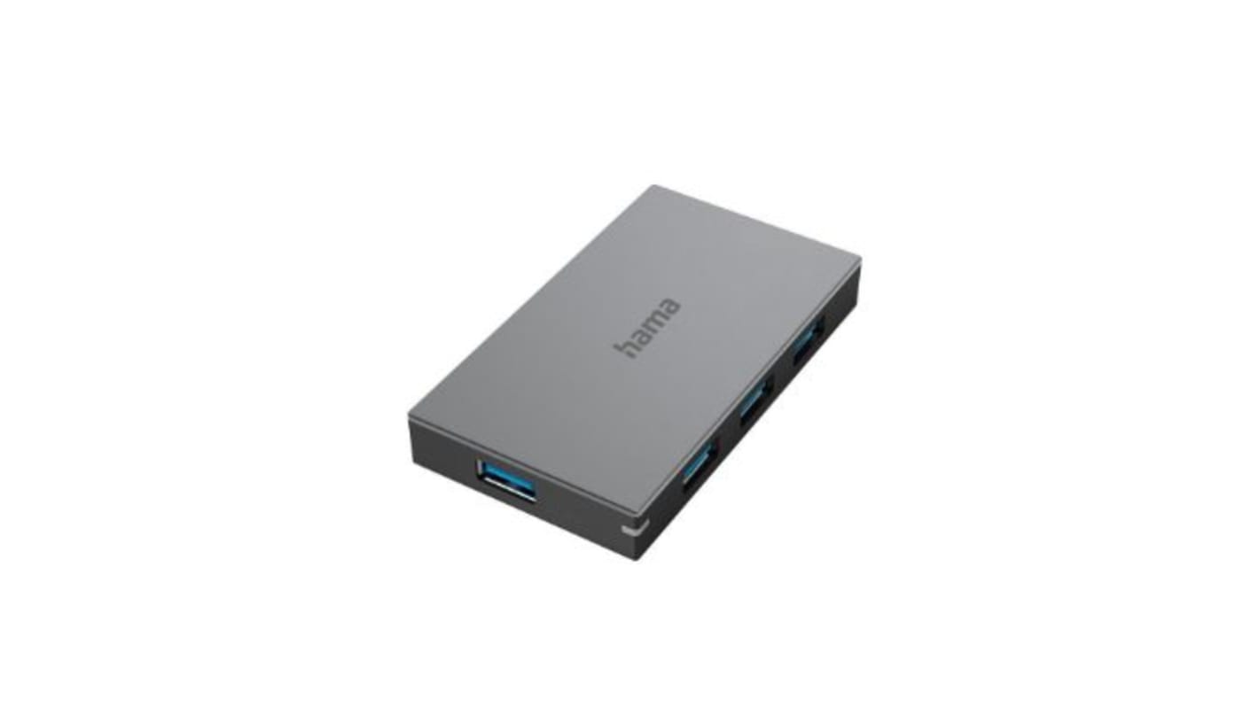 Hama 4 Port USB 3.0 USB A  Hub, USB Powered, 8.6 x 4.9 x 1.2cm