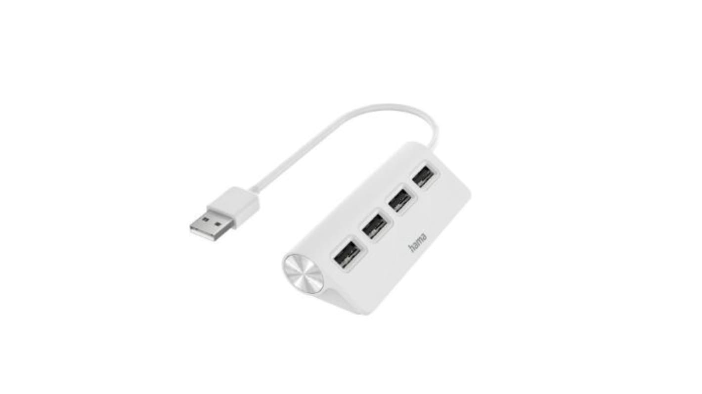 Hama 4 Port USB 2.0 USB A  Hub, USB Powered, 8.9 x 3.8 x 2.2cm