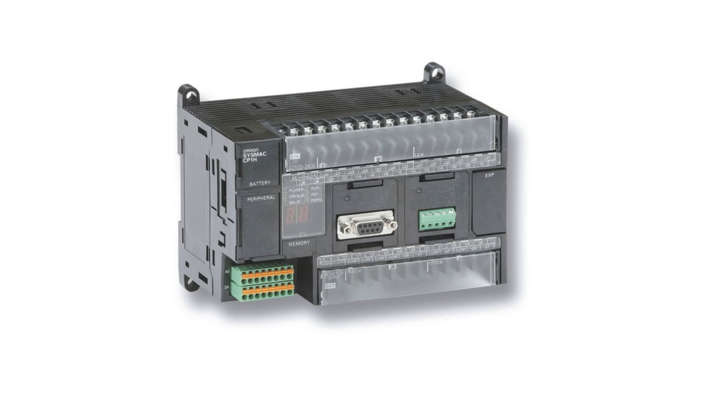 Controlador lógico Omron CP1H, 24 entradas tipo Pulso, 16 salidas tipo Relé, comunicación USB