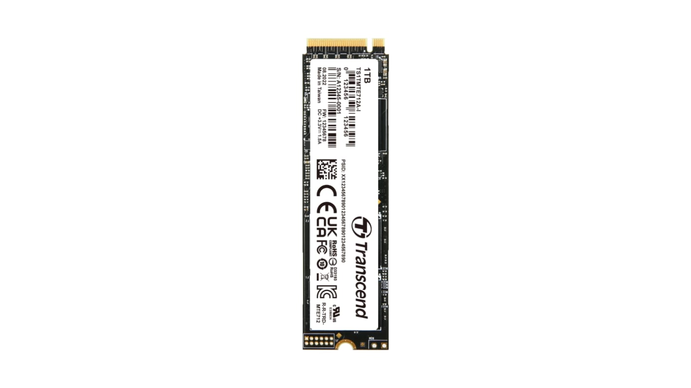 Transcend MTE712 A-I, M.2 2280 Intern HDD-Festplatte NVMe PCIe Gen 4 x 4 Industrieausführung, 3D TLC, 1 TB, SSD