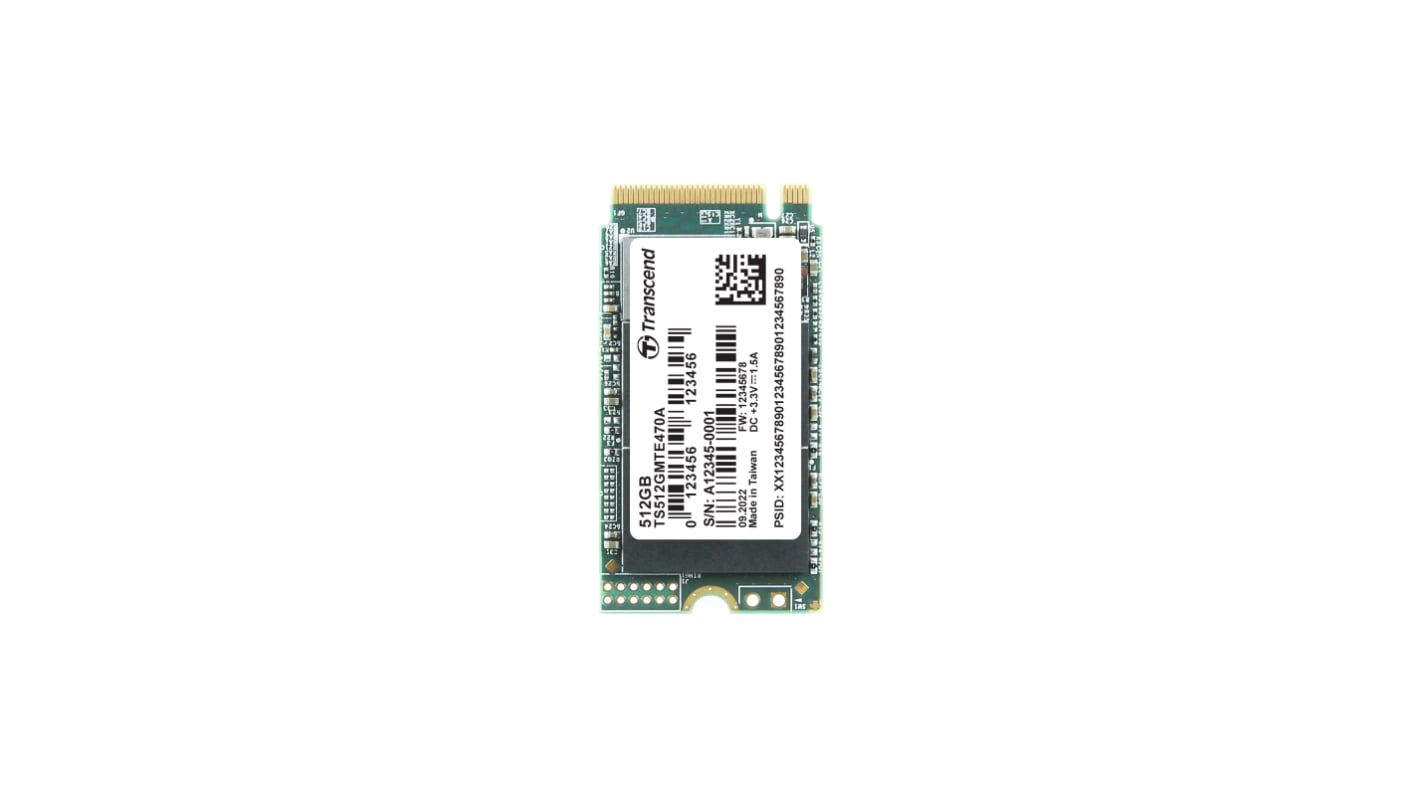 Transcend MTE470 A, M.2 2242 Intern HDD-Festplatte NVMe PCIe Gen 3 x 4 Industrieausführung, 3D TLC, 512 GB, SSD