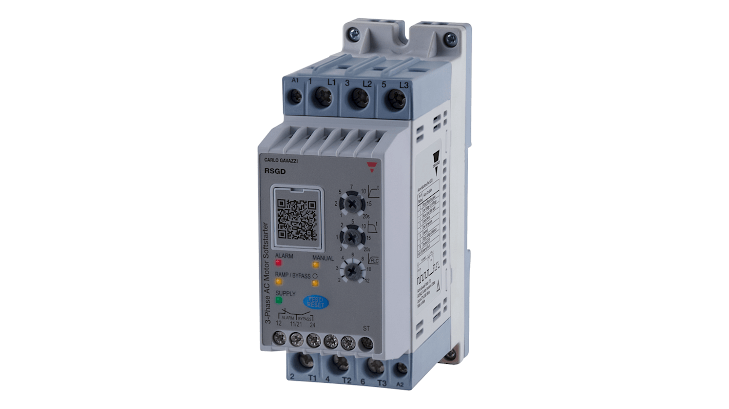 Arrancador suave Carlo Gavazzi RSGD, 12 A, 600 V, 12 amperios, trifásico, IP20