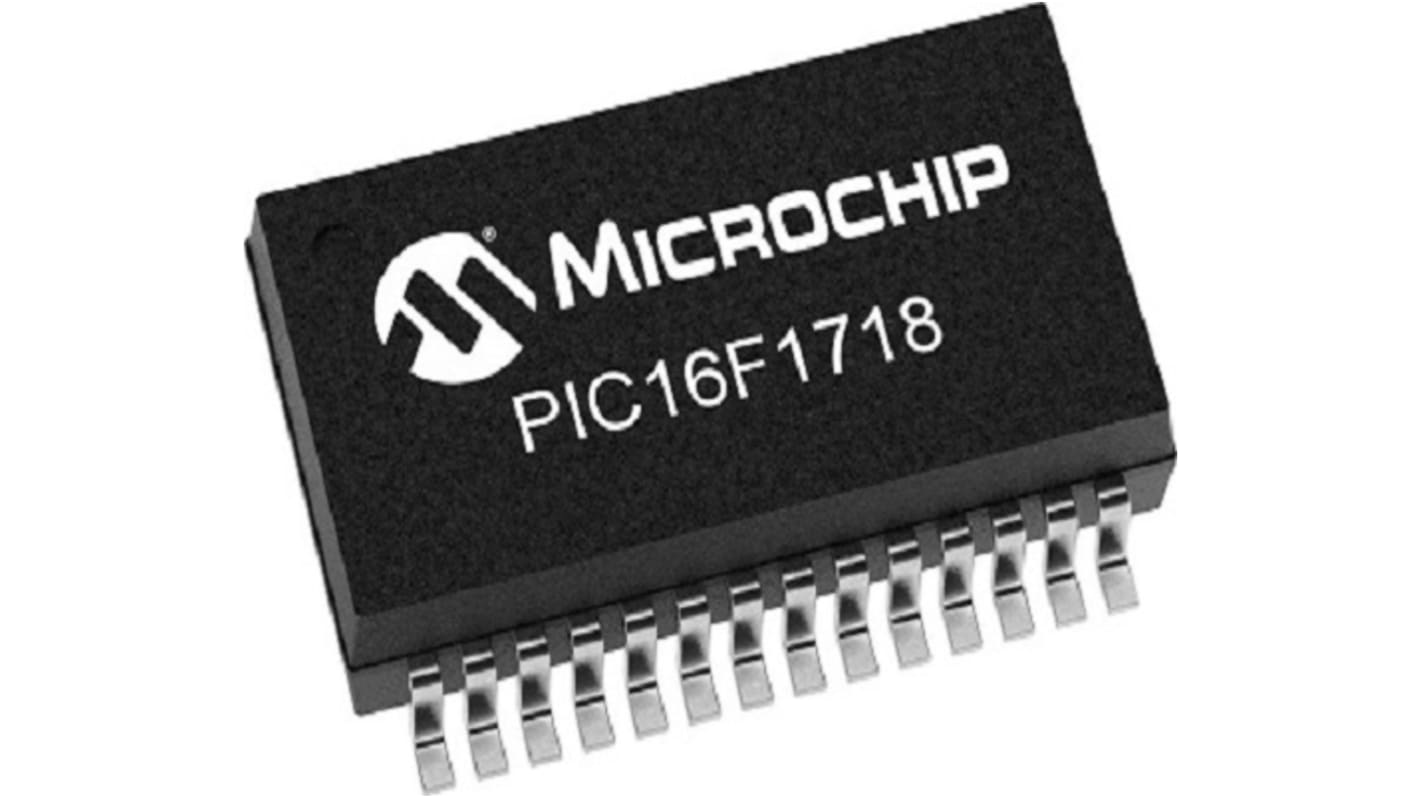 Microcontrolador MCU Microchip PIC16F1718T-I/SS, núcleo MCU de 8 bits, SSOP de 28 pines