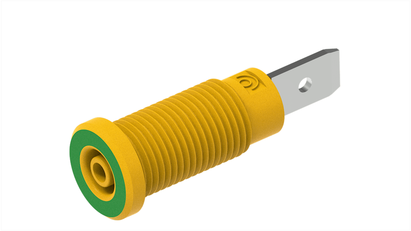 Electro PJP Green/Yellow Female Banana Socket, Plug In Termination, 10A, 600V