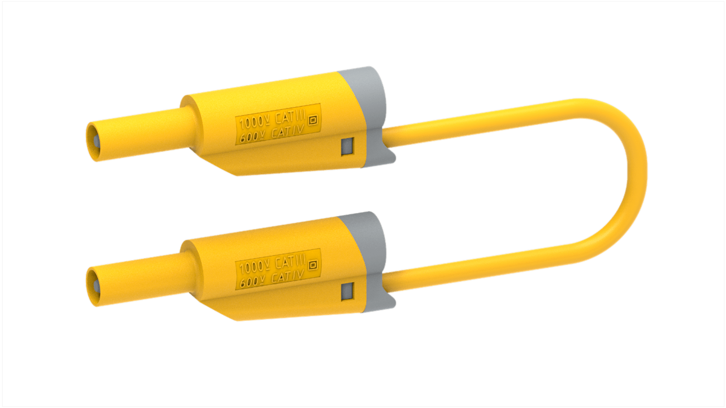 Electro PJP Test lead, 36A, 1kV, Yellow, 100cm Lead Length