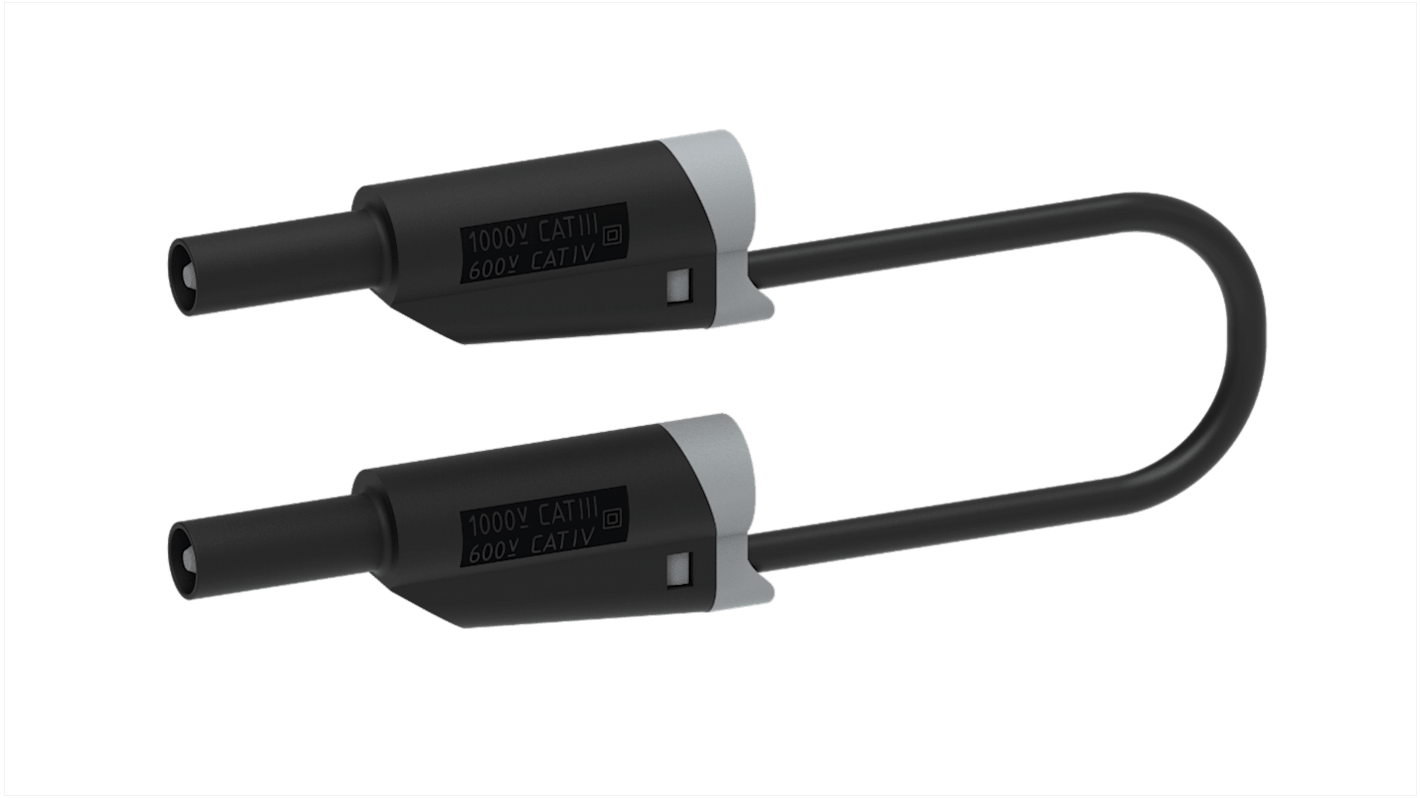 Electro PJP Test lead, 36A, 1kV, Black, 200cm Lead Length