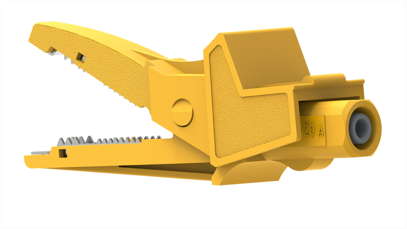Electro PJP Alligator Clip, Nickel-Plated Steel Contact, 20A, Yellow