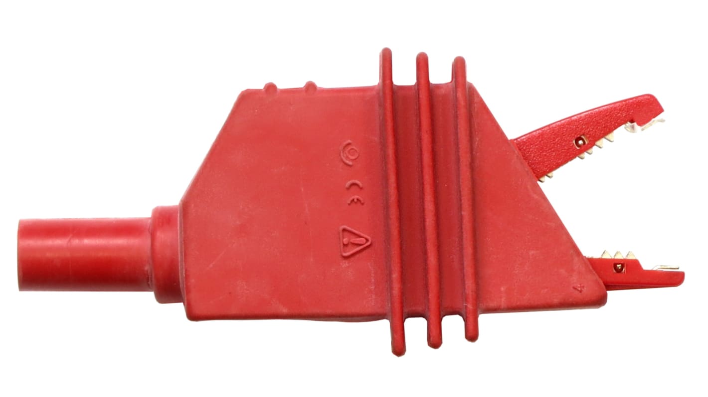 Electro PJP Alligator Clip, Nickel-Plated Steel Contact, 10A, Red