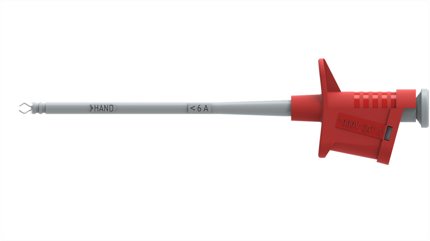 Electro PJP Klemprøvespids, Rød, 6A, 1kV, Ø 4mm - Steel spids