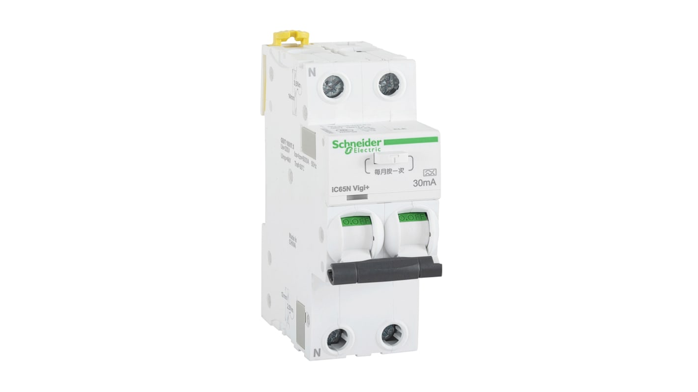 Schneider Electric 32A 2P, 30mA C型剩余电流动作断路器, IC65N Vigi+系列