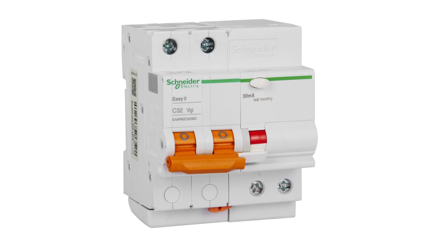 Schneider Electric 32A 2P, 30mA C型剩余电流动作断路器, EA9R系列