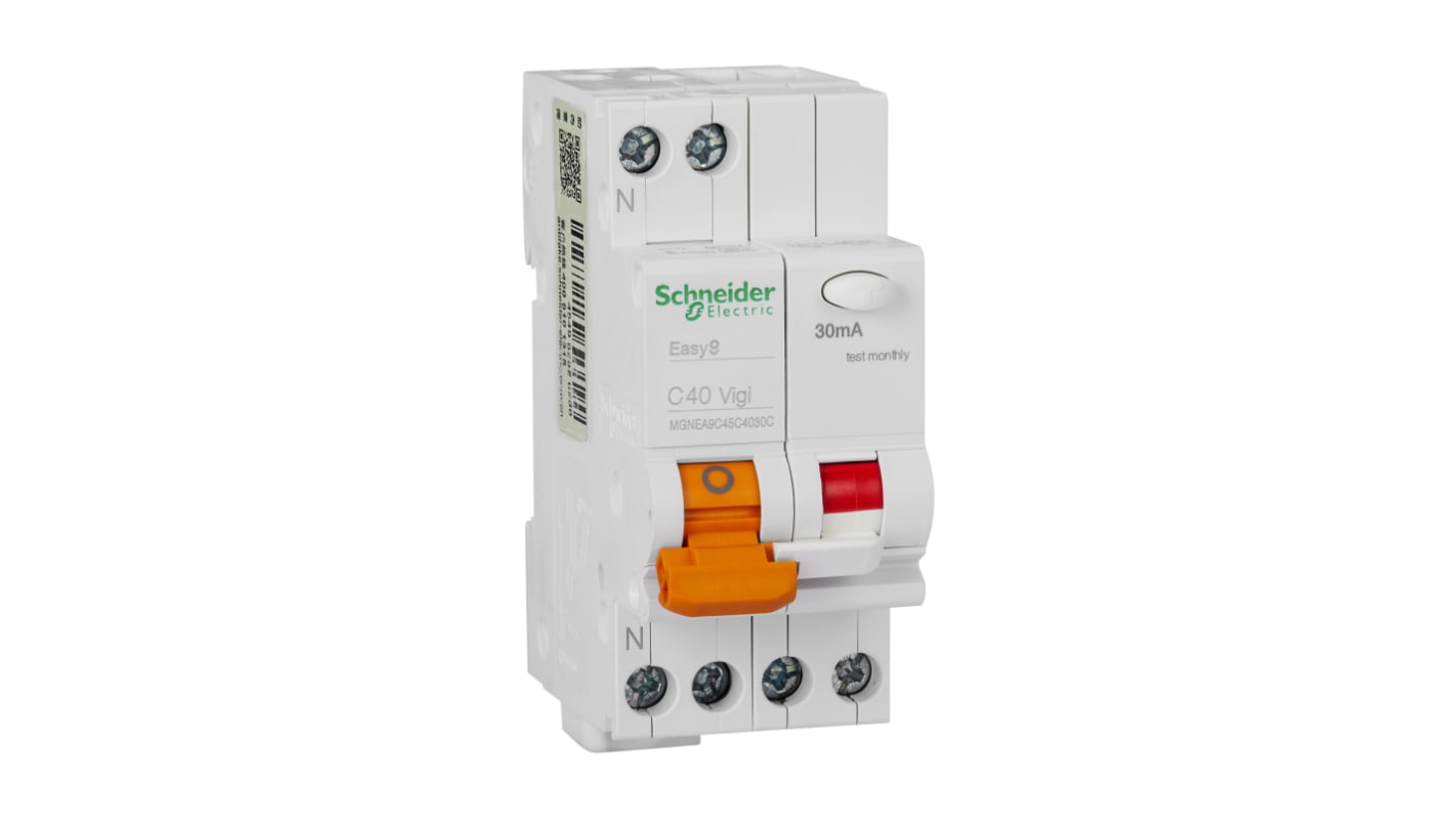 Schneider Electric 40A 1P+NP, 30mA C型剩余电流动作断路器, EA9C45系列