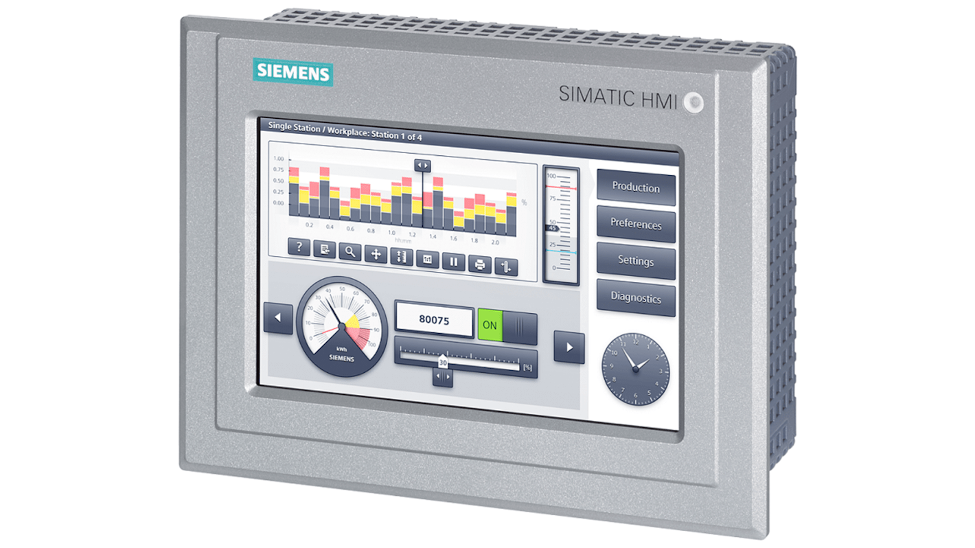 Pannello HMI Siemens, TP700 per esterni, 7 poll., serie SIPLUS, display TFT