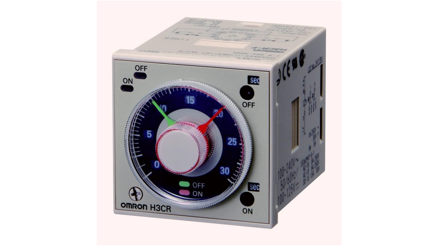 Omron 100-240/100-125V ac/dc Timer Relay, Timerrelæ timerfunktioner Indstiksmontering