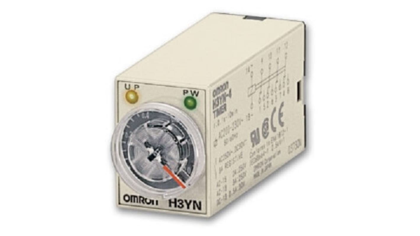Omron 100-120V ac Timer Relay, Multi-funktions timerfunktioner Indstiksmontering