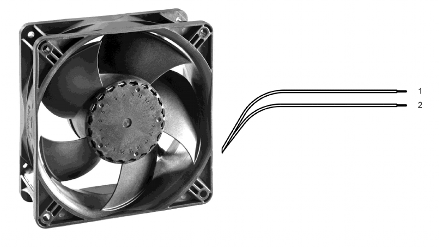 Ventola assiale in c.a. ebm-papst AxiACi 120, 96m³/h, 115 V AC, 230 V AC, 120 x 120 x 38mm, Ø 0.0mm