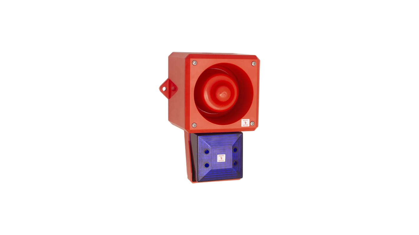 Clifford & Snell YL50 Hi Vis Series Blue Sounder Beacon, 48 V dc, IP66, Wall or Bulkhead, 112dB at 1 Metre