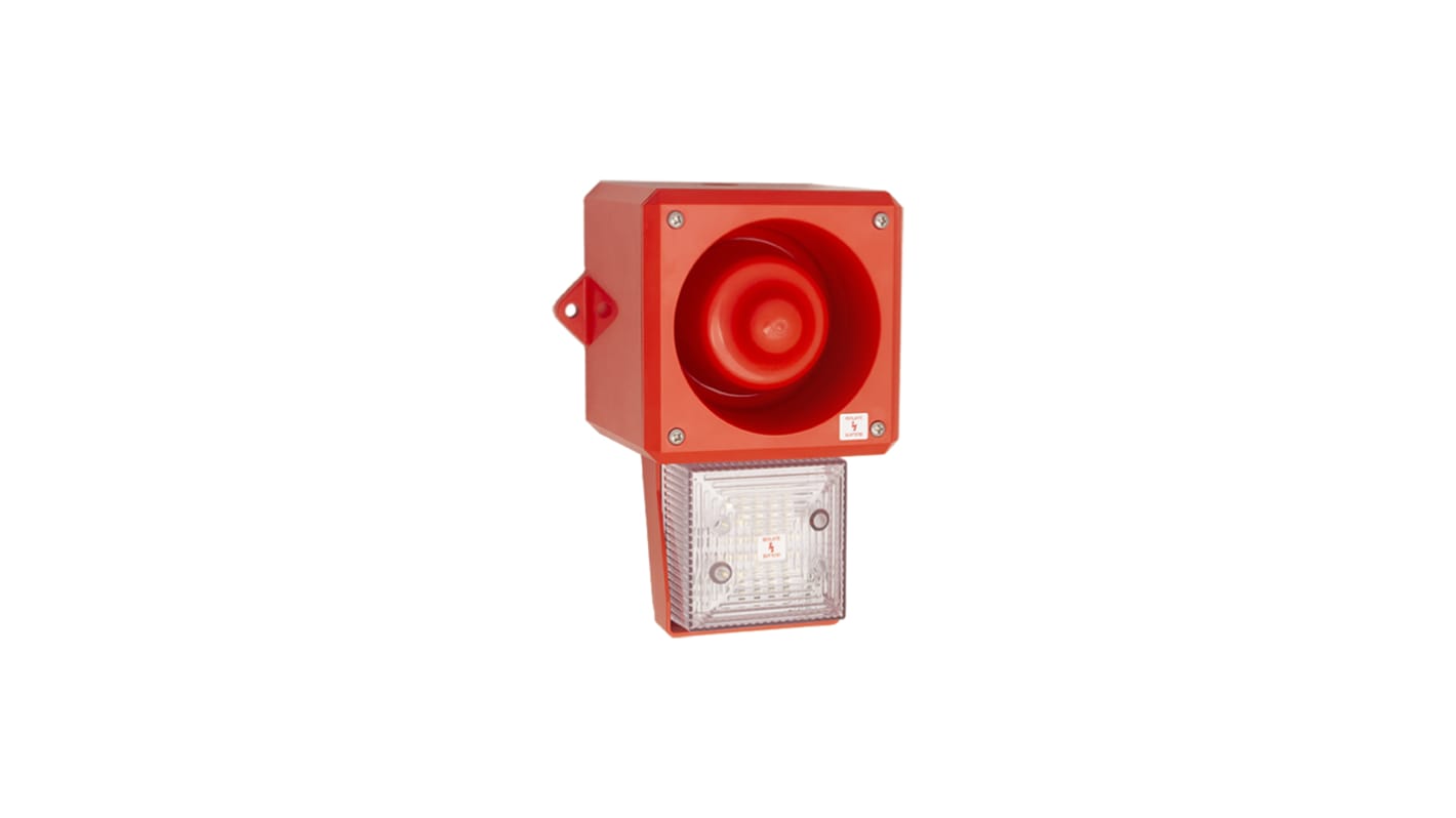 Clifford & Snell YL50 Hi Vis Series Clear Sounder Beacon, 48 V dc, IP66, Wall or Bulkhead, 112dB at 1 Metre