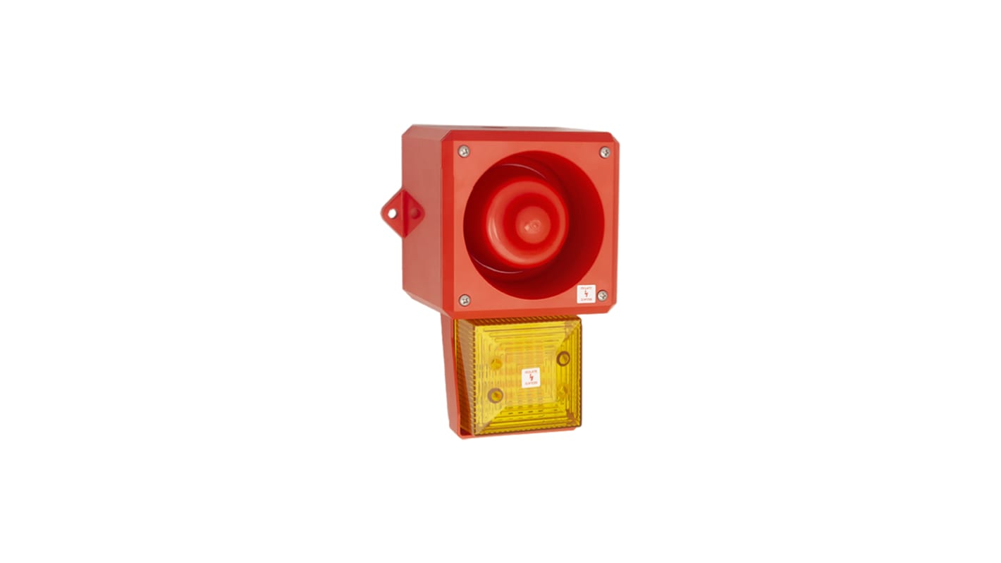 Clifford & Snell YL50 Hi Vis Series Yellow Sounder Beacon, 115 V ac, IP66, Wall or Bulkhead, 112dB at 1 Metre