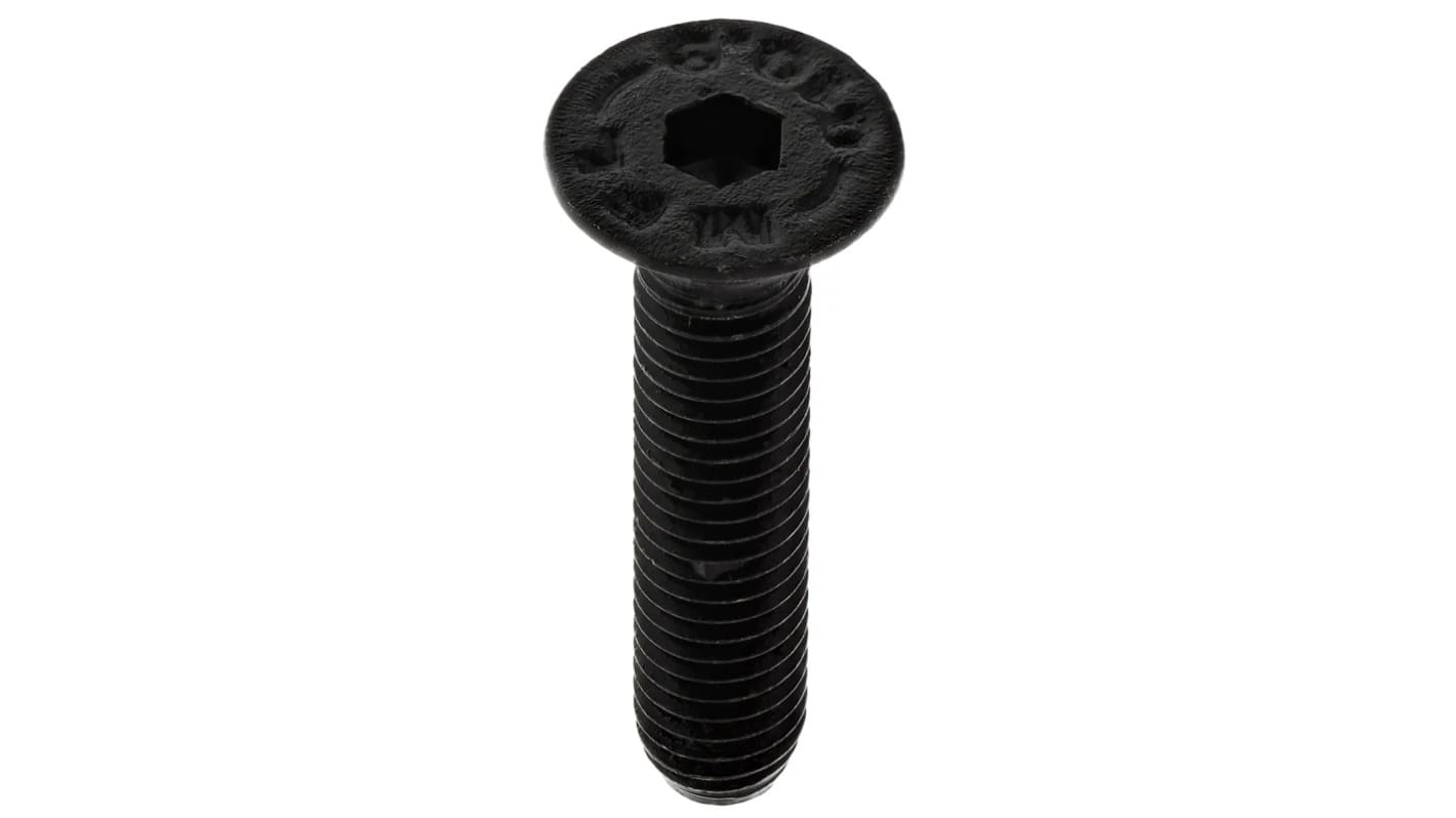 RS PRO Black, Self-Colour Steel Hex Socket Countersunk Screw, DIN 7991, M5 x 25mm