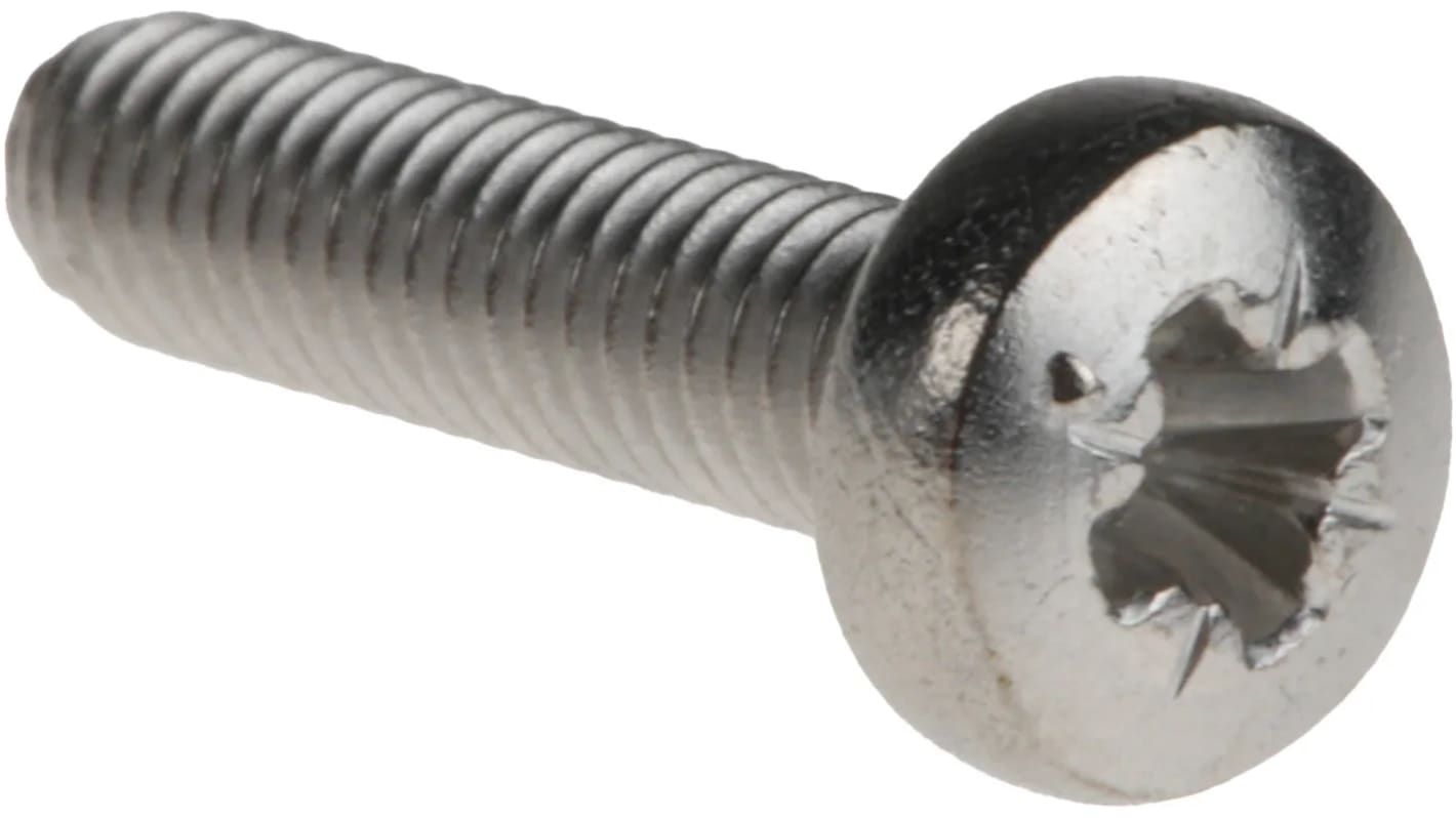 RS PRO Pozi Pan A4 316 Stainless Steel Machine Screw DIN 7985 x 12.0mm