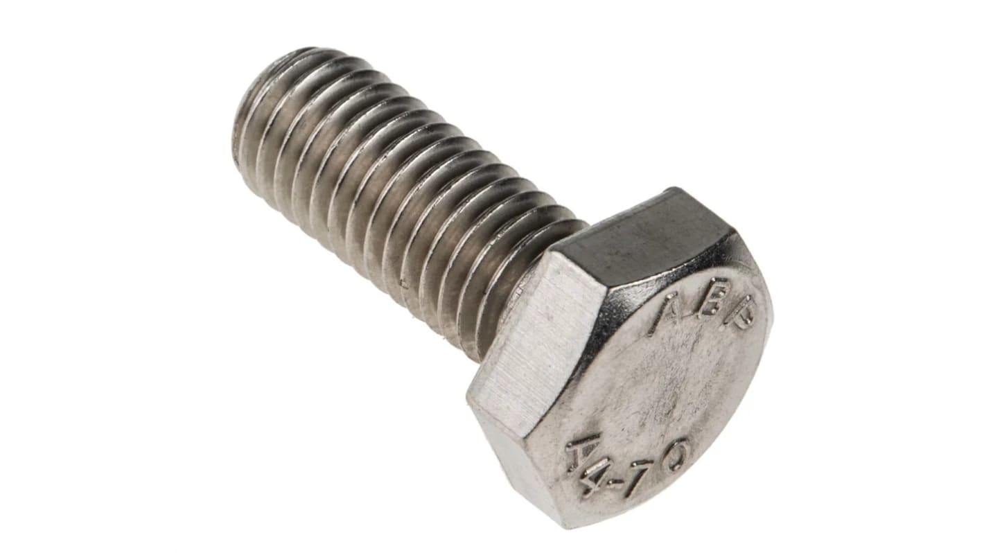 RS PRO Stainless Steel Hex, Hex Bolt, M10 x 25mm