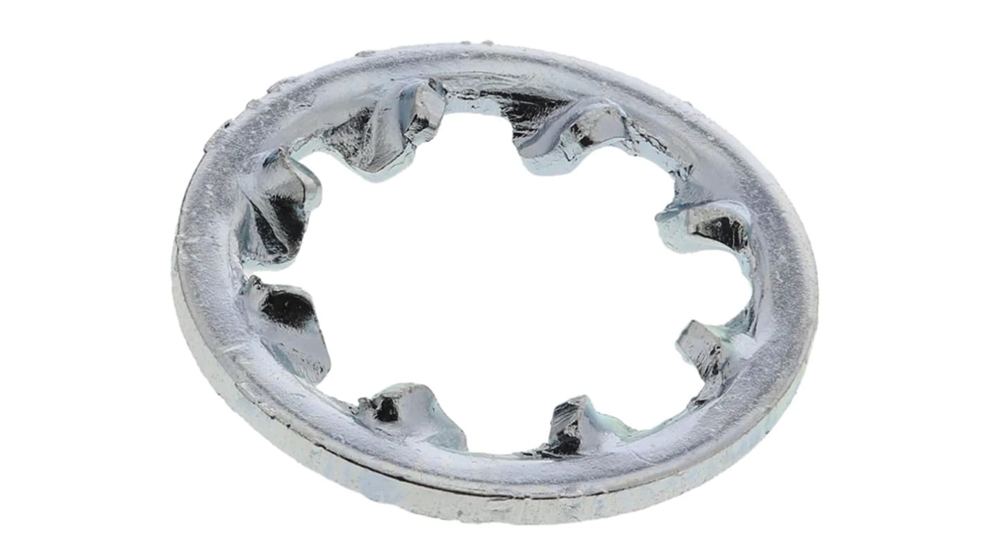 RS PRO Sicherungsscheiben für M6 Schrauben Glanzverzinkt Innengezahnt, 0.70mm x 6.40mm x 11.0mm, Stahl