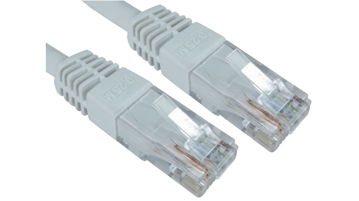 RS PRO Ethernetkabel Cat.6, 250mm, Weiß Patchkabel, A RJ45 UTP Stecker, B RJ45, PVC