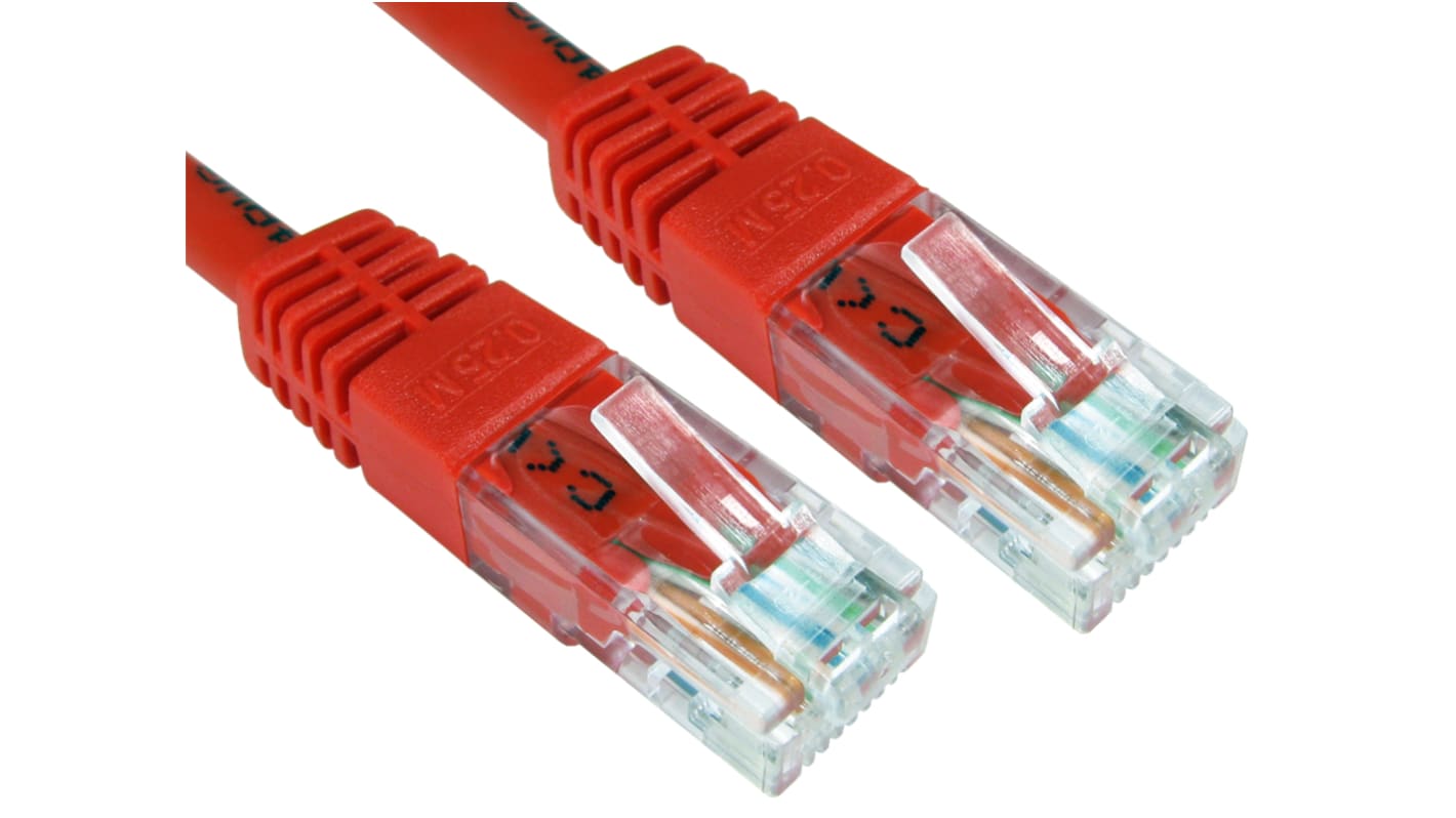 Cavo Ethernet Cat6 (UTP) RS PRO, guaina in PVC col. Rosso, L. 7m, Con terminazione