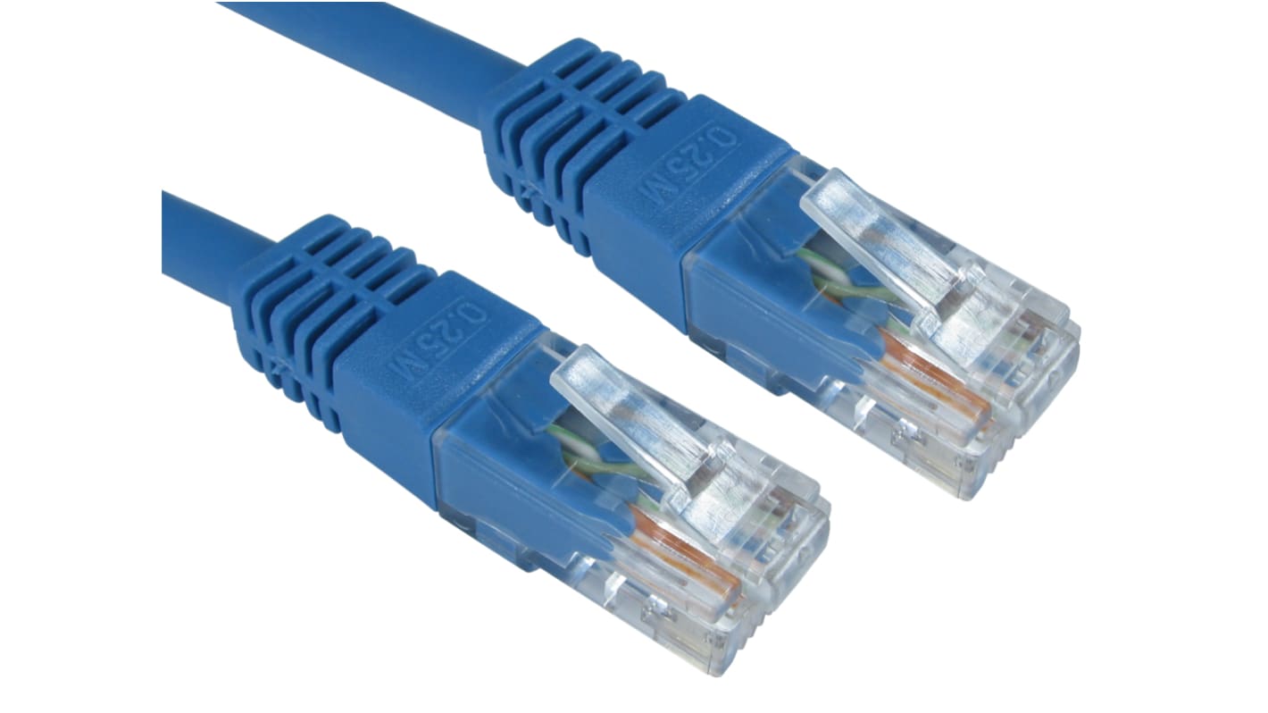 RS PRO, 30m Cat6, Blue RJ45 to Male RJ45 Male, UTPUnshielded, Terminated PVC Sheath