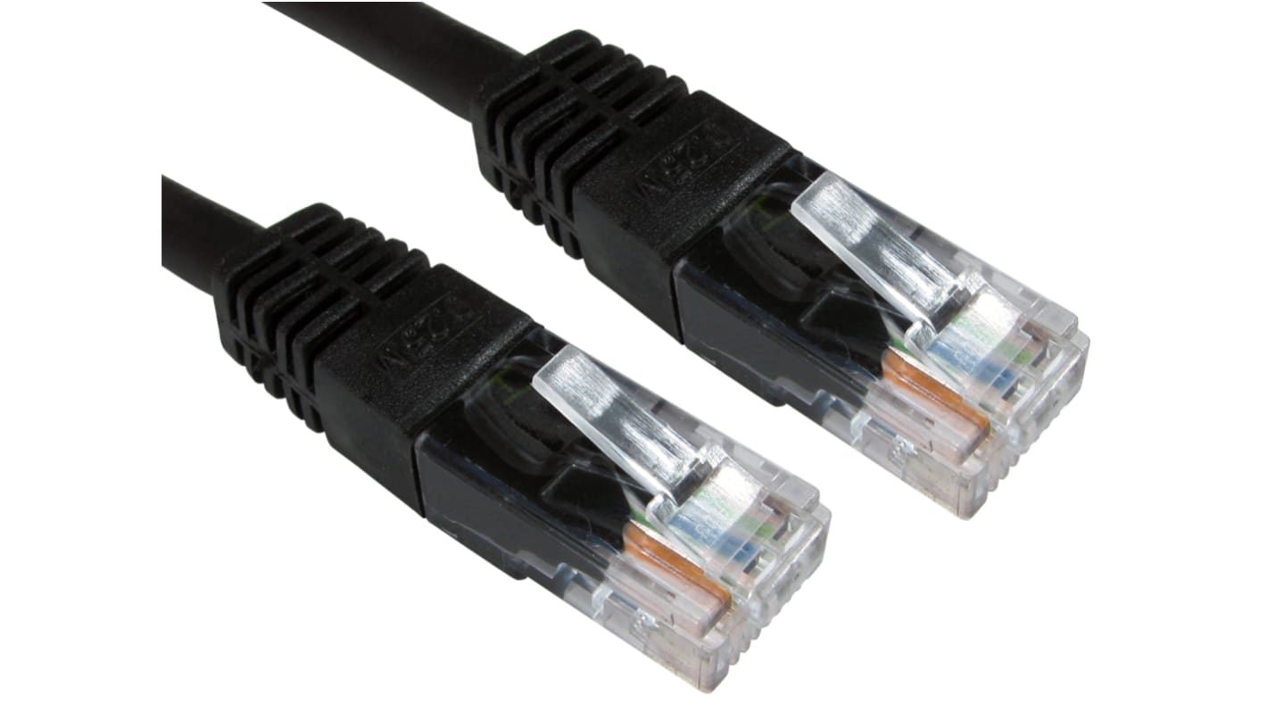 RS PRO, 30m Cat6, Black RJ45 to Male RJ45 Male, UTP, Terminated PVC Sheath