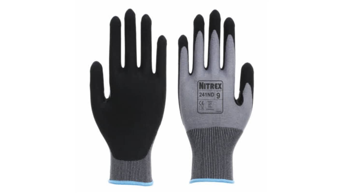 Unigloves 241ND Black/Grey Glass Fibre, HPPE, Nylon, Spandex Abrasion Resistant, Tear Resistant Work Gloves, Size 7