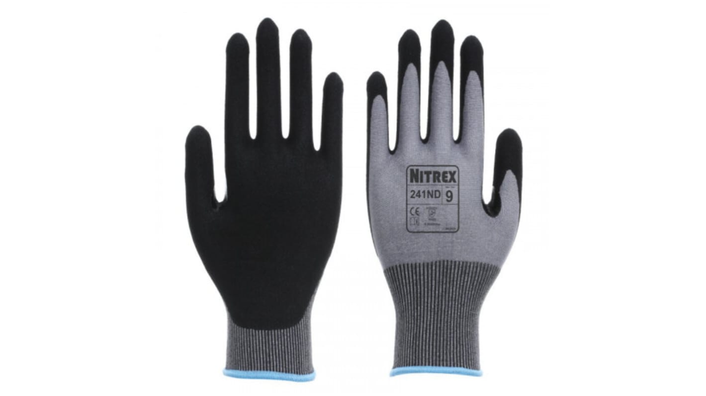 Unigloves 241ND Black/Grey Glass Fibre, HPPE, Nylon, Spandex Abrasion Resistant, Tear Resistant Work Gloves, Size 8