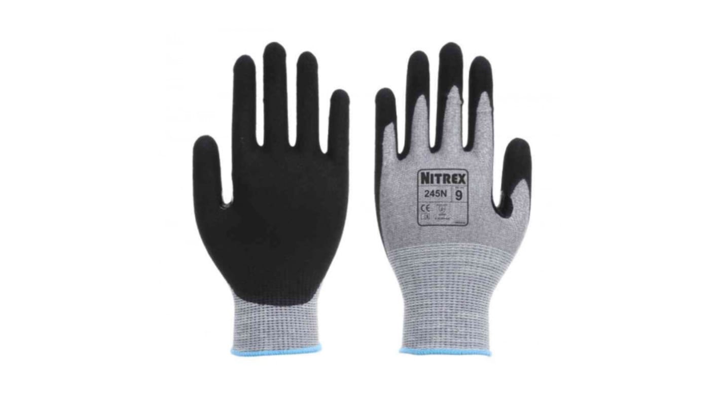 Unigloves 245N Glass Fiber, HPPE, Polyester, Spandex, Steel Work Gloves, Size 10, Nitrile Coating