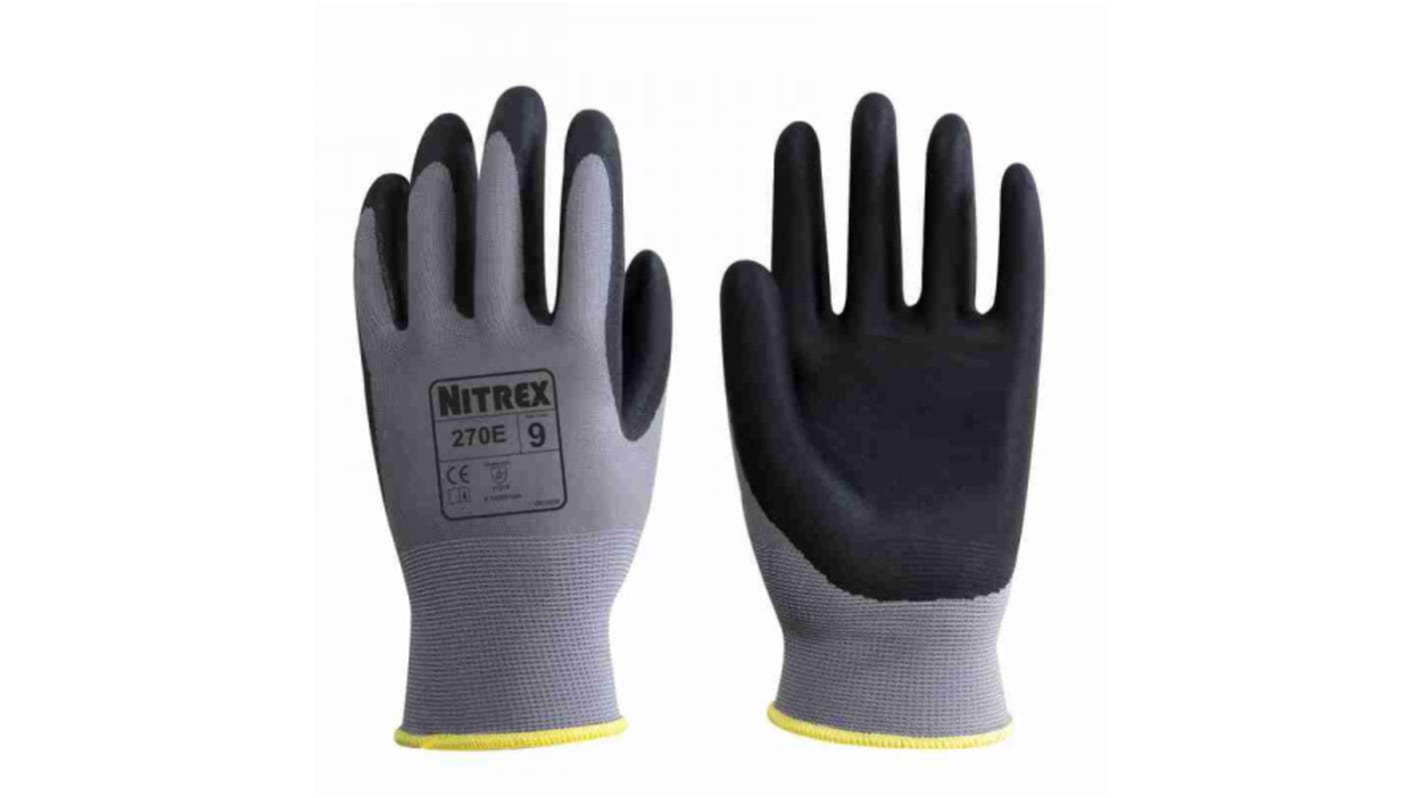 Unigloves 270E Polyester Abrasion Resistant, Dry Environment Work Gloves, Size 6, Nitrile Coating