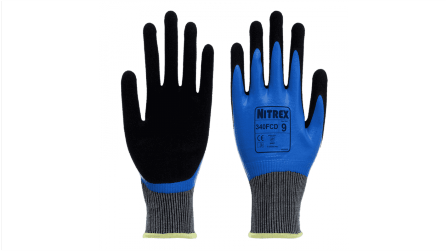 Unigloves 340FCD Blue Glass Fibre, HPPE, Nylon, Spandex Abrasion Resistant, Cut Resistant, Dry Environment, General