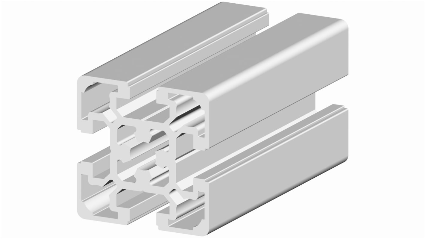RS PRO Silver Aluminium, Anodized Profile Strut, 50 x 50 mm, 10mm Groove, 2m Length